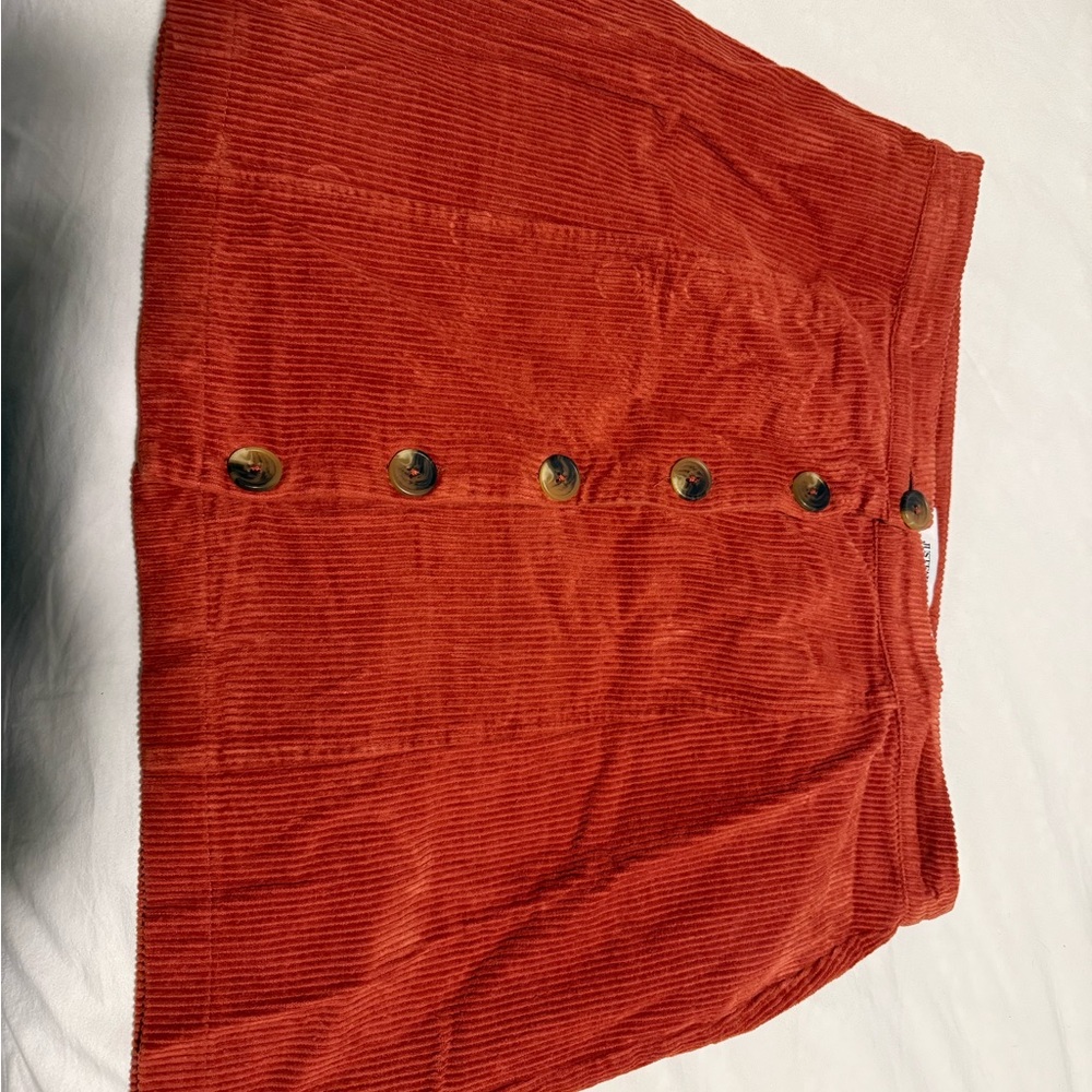 JustFab Orange Ribbed A-Line Mini Skirt